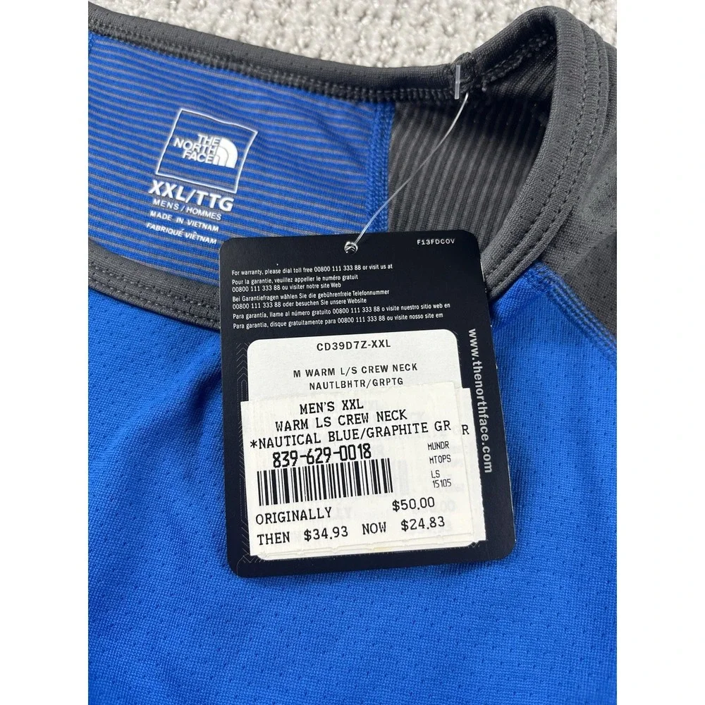 The North Face FlashDry Shirt Long Sleeve Warm Crew Performance Men's‎ XXL NWT